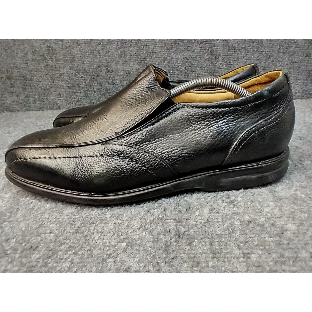Nunn Bush Mens Black Pebbled Leather Slip On Loafers Bicycle Toe 81044 Size 12 M